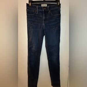 Madewell 9” high rise skinny‎ dark wash denim jeans women’s 25 inseam 27”